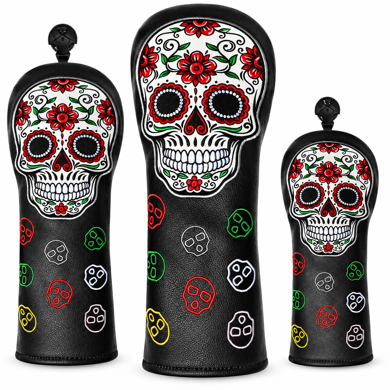 Набор кожаных защитных чехлов для гольф клюшек Череп комплект headcovers Skull