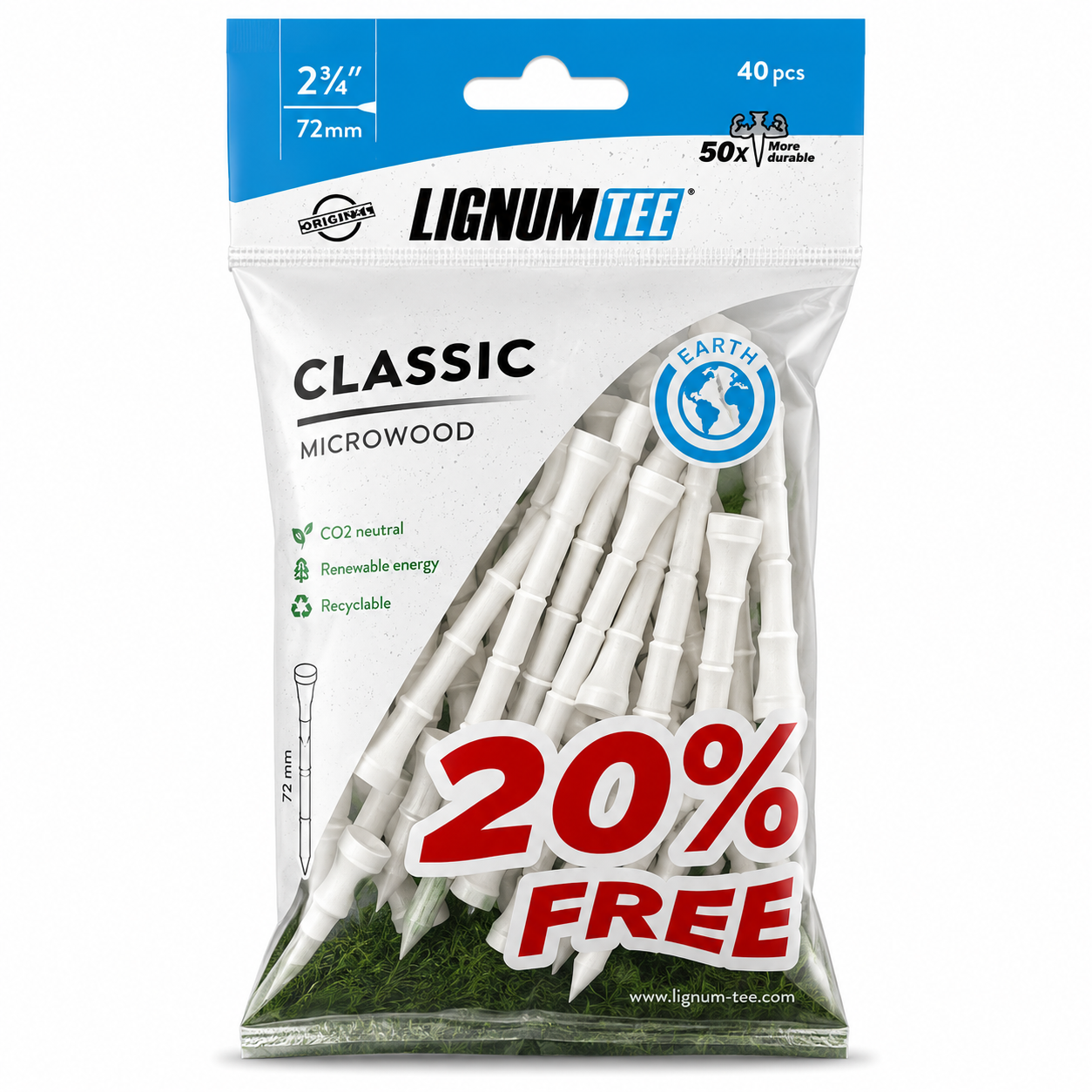 Ти для гольфа Lignum Classic 72 мм Big-Bag