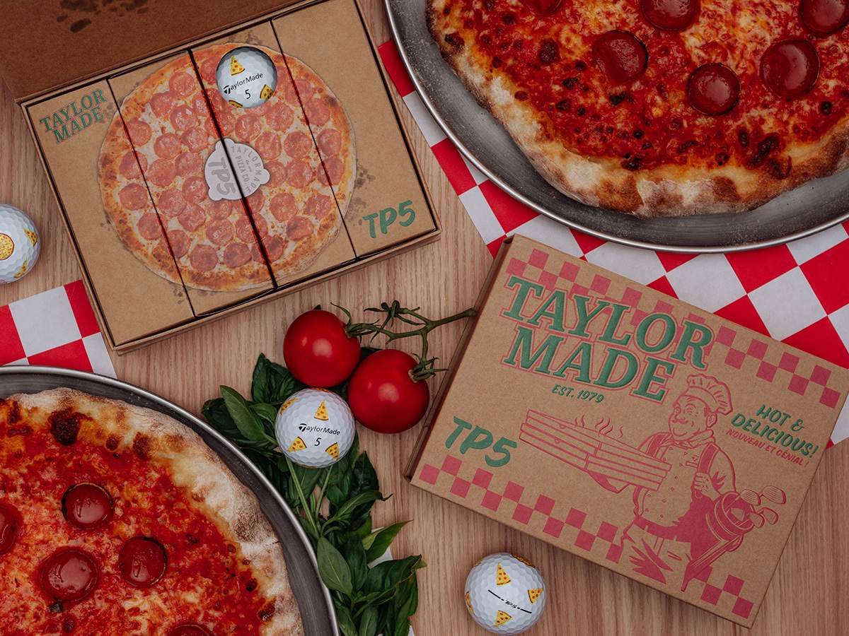 Подарочная упаковка мячей для гольфа TaylorMade TP5 pix Pizza Party на 12 штук