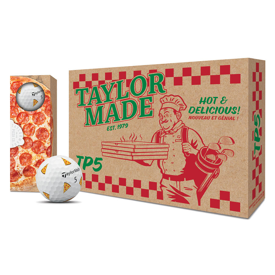 Подарочная упаковка мячей для гольфа TaylorMade TP5 pix Pizza Party на 12 штук